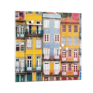 Quadro em vidro - Cores da cidade velha - 40x40 cm