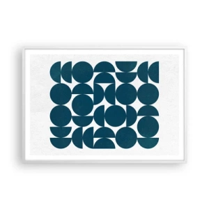 Pôster em moldura branca - Círculos e semicírculos - 100x70 cm