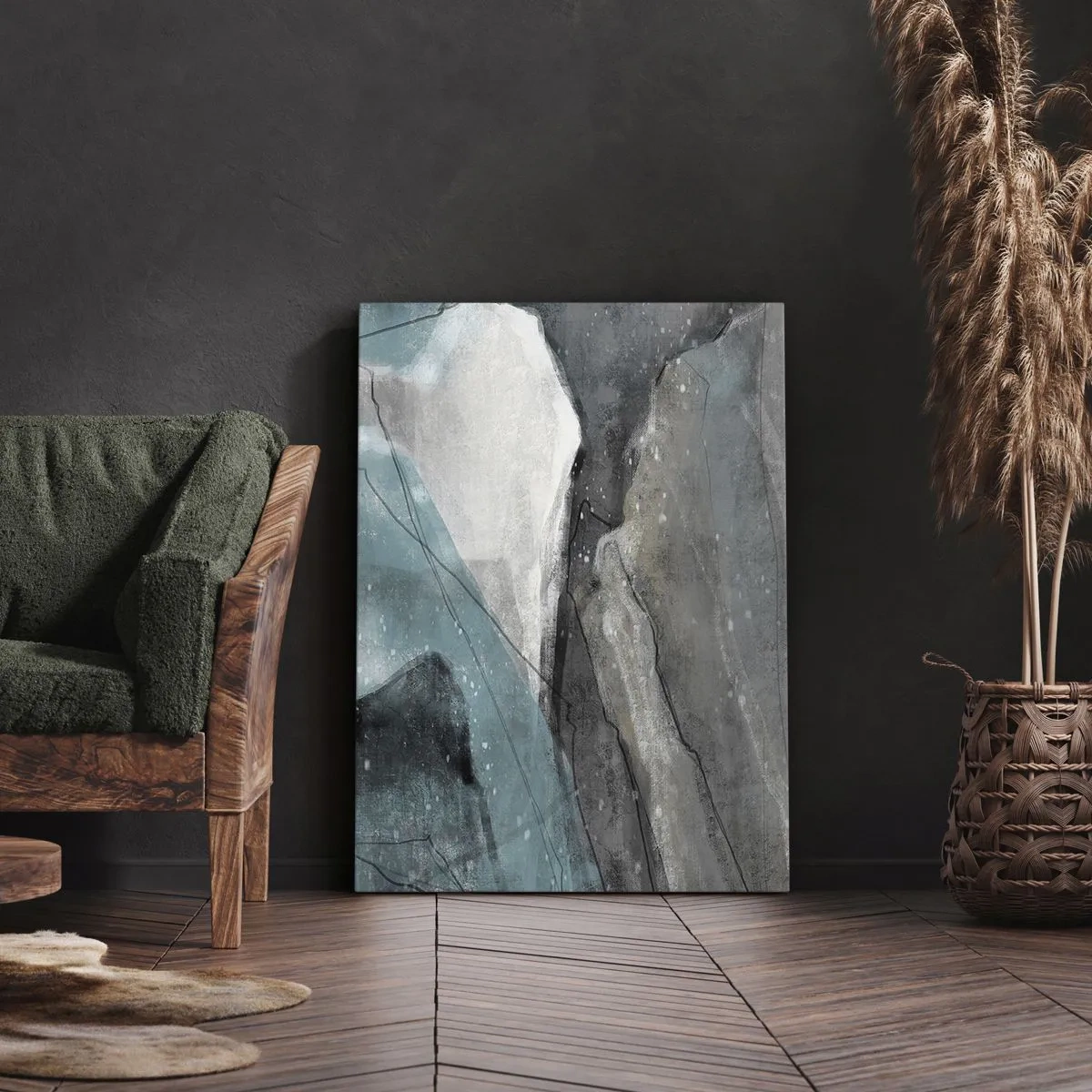 Quadro em tela - Resumo: rochas e gelo - 50x70 cm