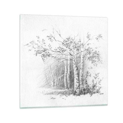 Quadro em vidro - Luz da floresta de bétulas - 30x30 cm