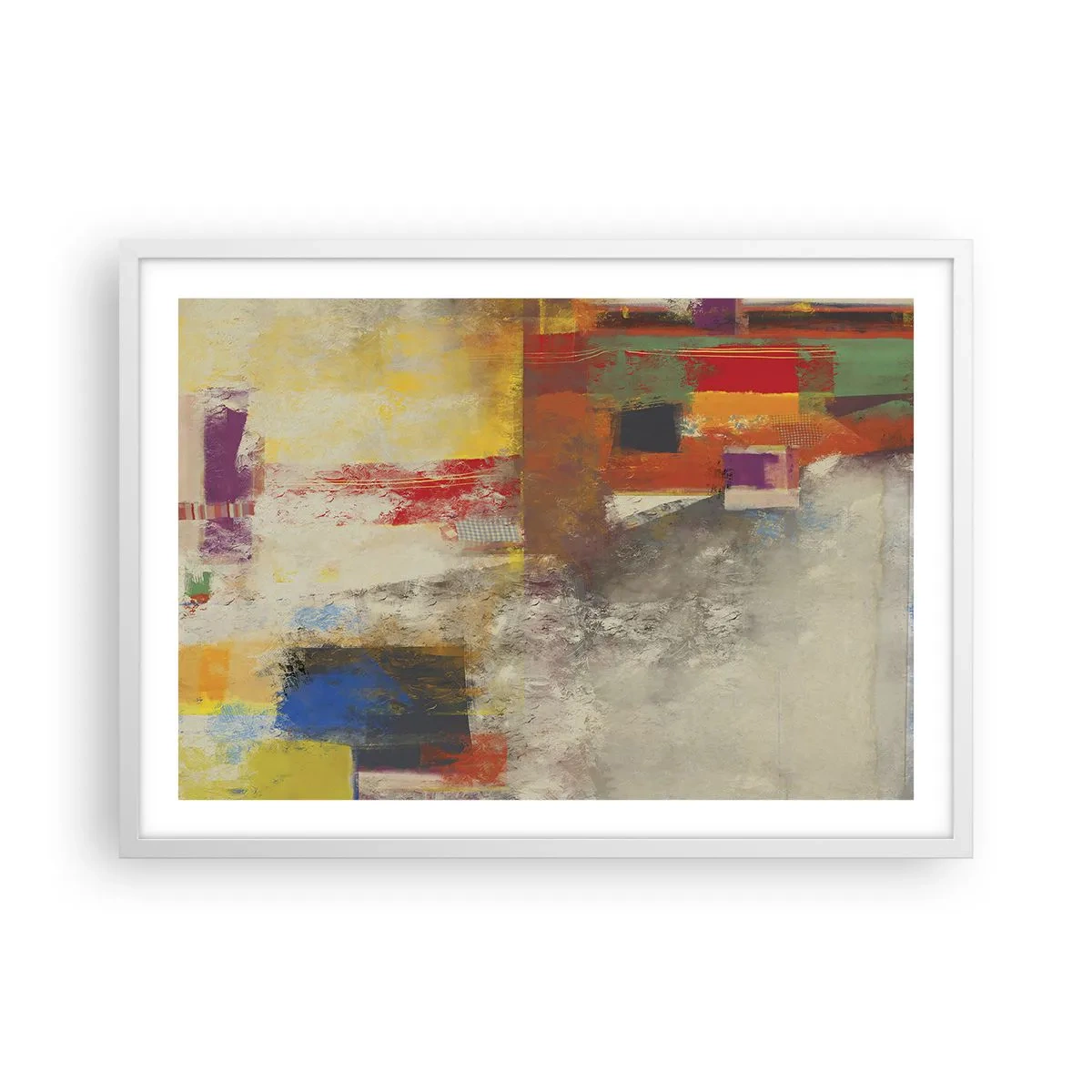 Pôster em moldura branca - Geometria das cores - 70x50 cm