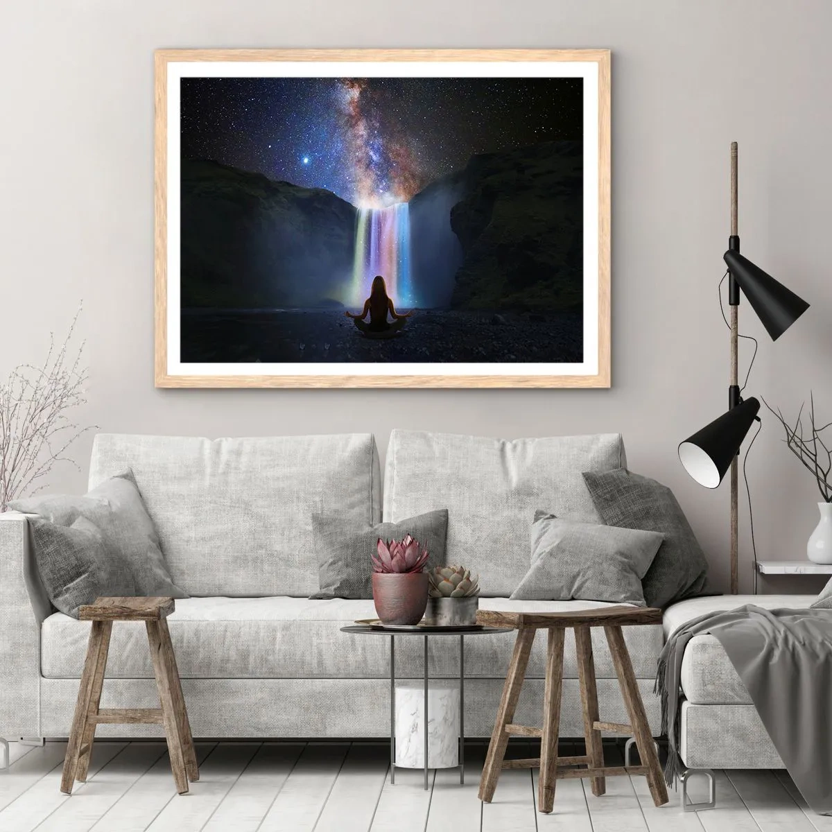 Pôster com moldura de carvalho claro - Harmonia absoluta - 91x61 cm