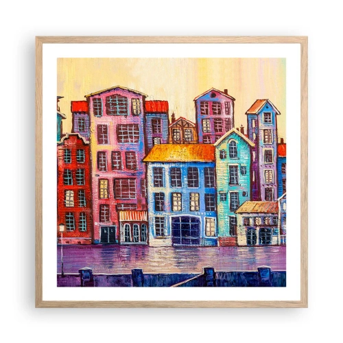 Pôster com moldura de carvalho claro - Uma cidade como de um conto de fadas - 60x60 cm