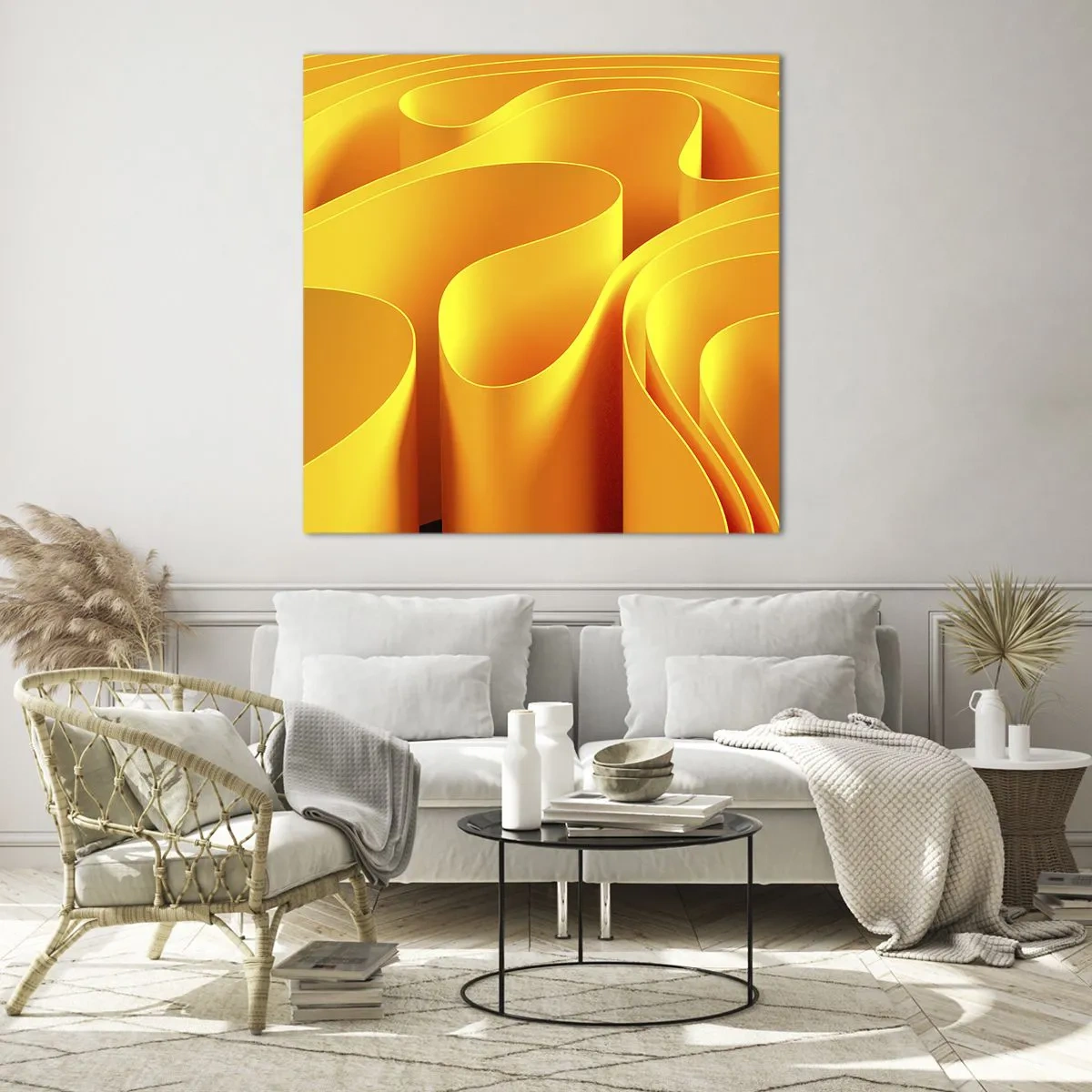 Quadro em vidro - Como as ondas do sol - 40x40 cm