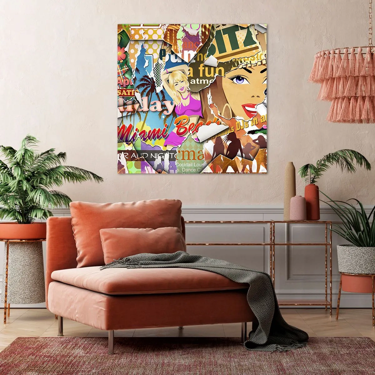 Quadro em tela - Flashbacks das férias - 50x50 cm