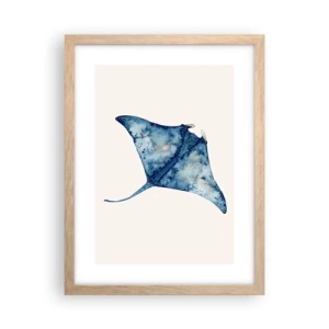 Pôster com moldura de carvalho claro - A vida em azul - 30x40 cm