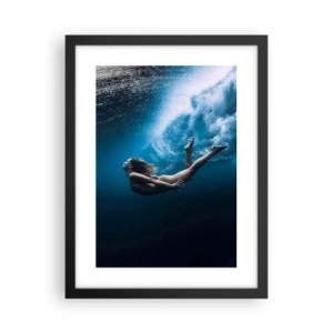 Pôster com moldura preta - Sereia moderna - 30x40 cm