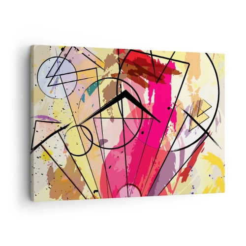Quadro em tela - Abstração com linhas e formas geométricas - 70x50cm - Explosão - Decoração de parede moderna para a sala de estar e quarto ARTTOR