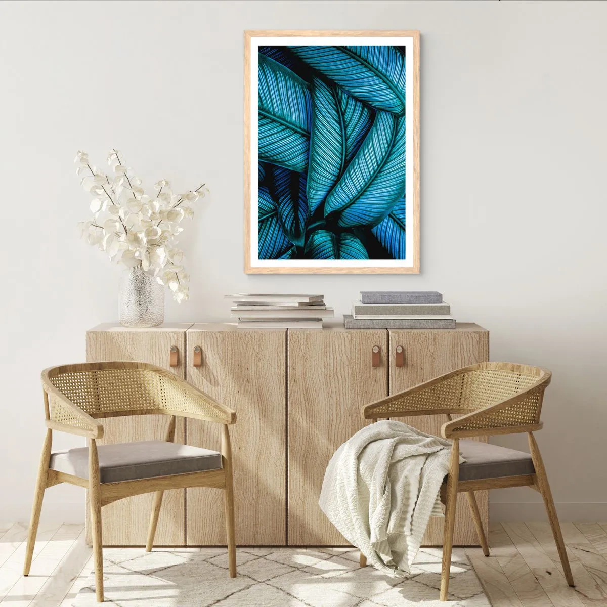 Pôster com moldura de carvalho claro - Linhas de vida - 70x100 cm