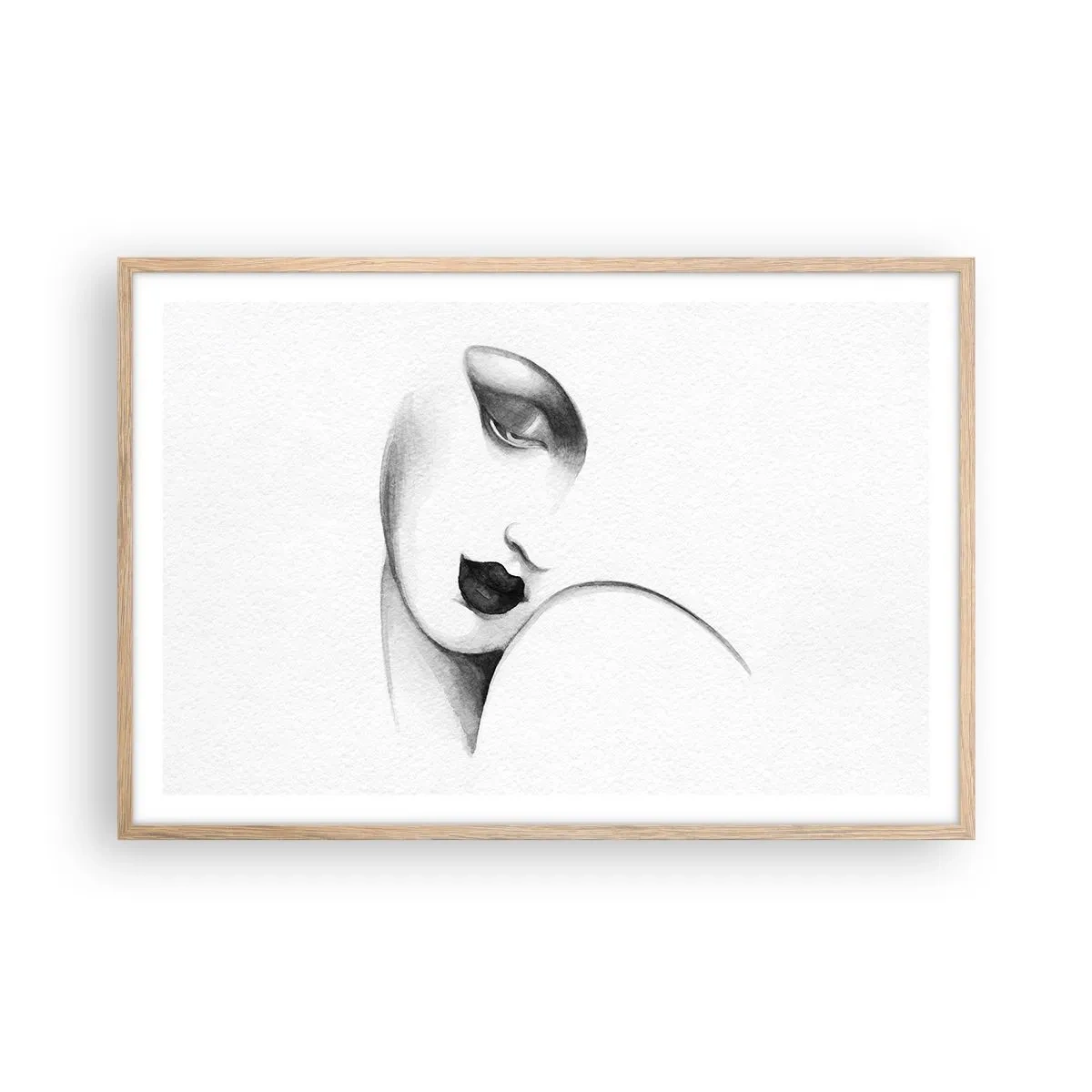 Pôster com moldura de carvalho claro - No estilo de Łempicka - 91x61 cm