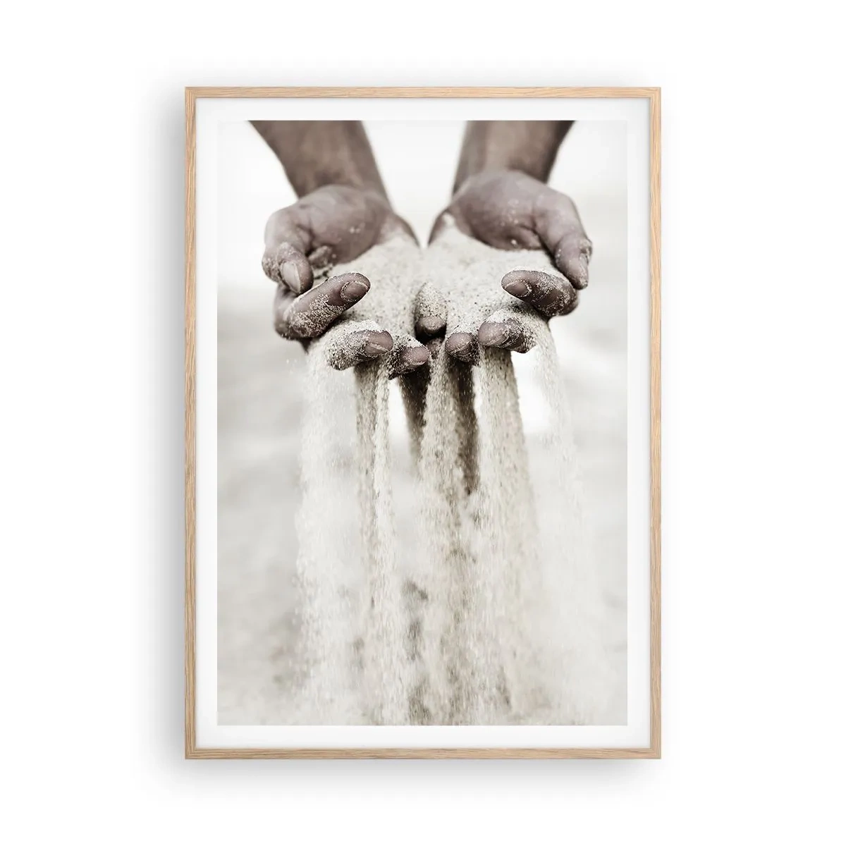 Pôster com moldura de carvalho claro - Com estas mãos… - 70x100 cm