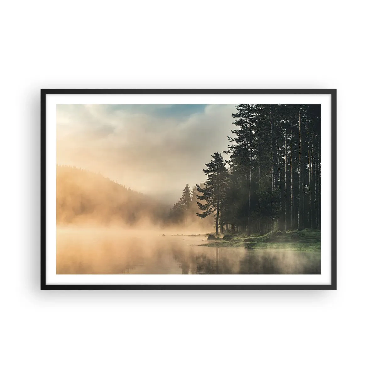 Pôster com moldura preta - O nascimento do dia - 91x61 cm