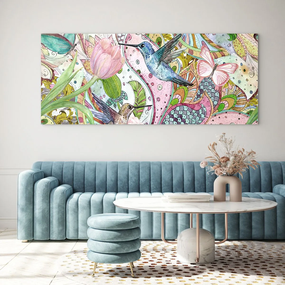 Quadro em vidro - Emaranhados em trepadeiras - 90x30 cm