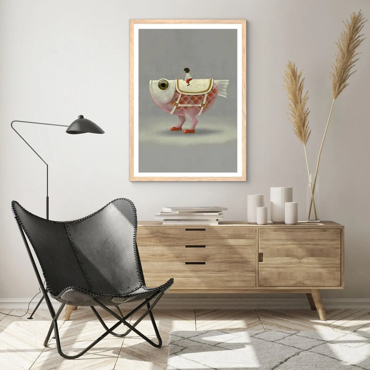 Pôster com moldura de carvalho claro - O cavaleiro Peixoso - 61x91 cm