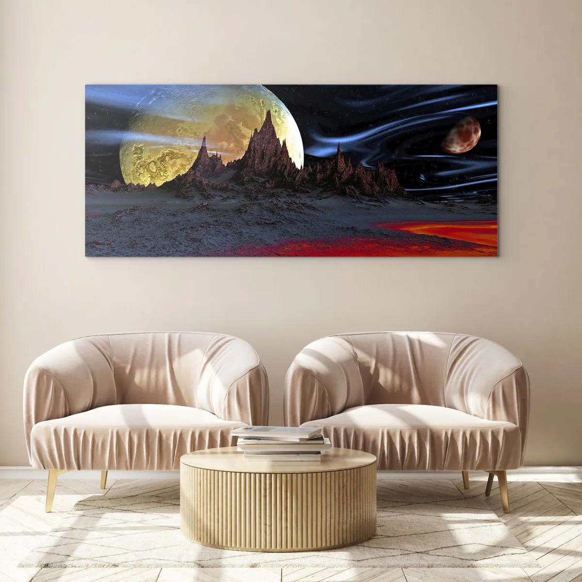 Quadro em vidro - Mundo desconhecido - 90x30 cm