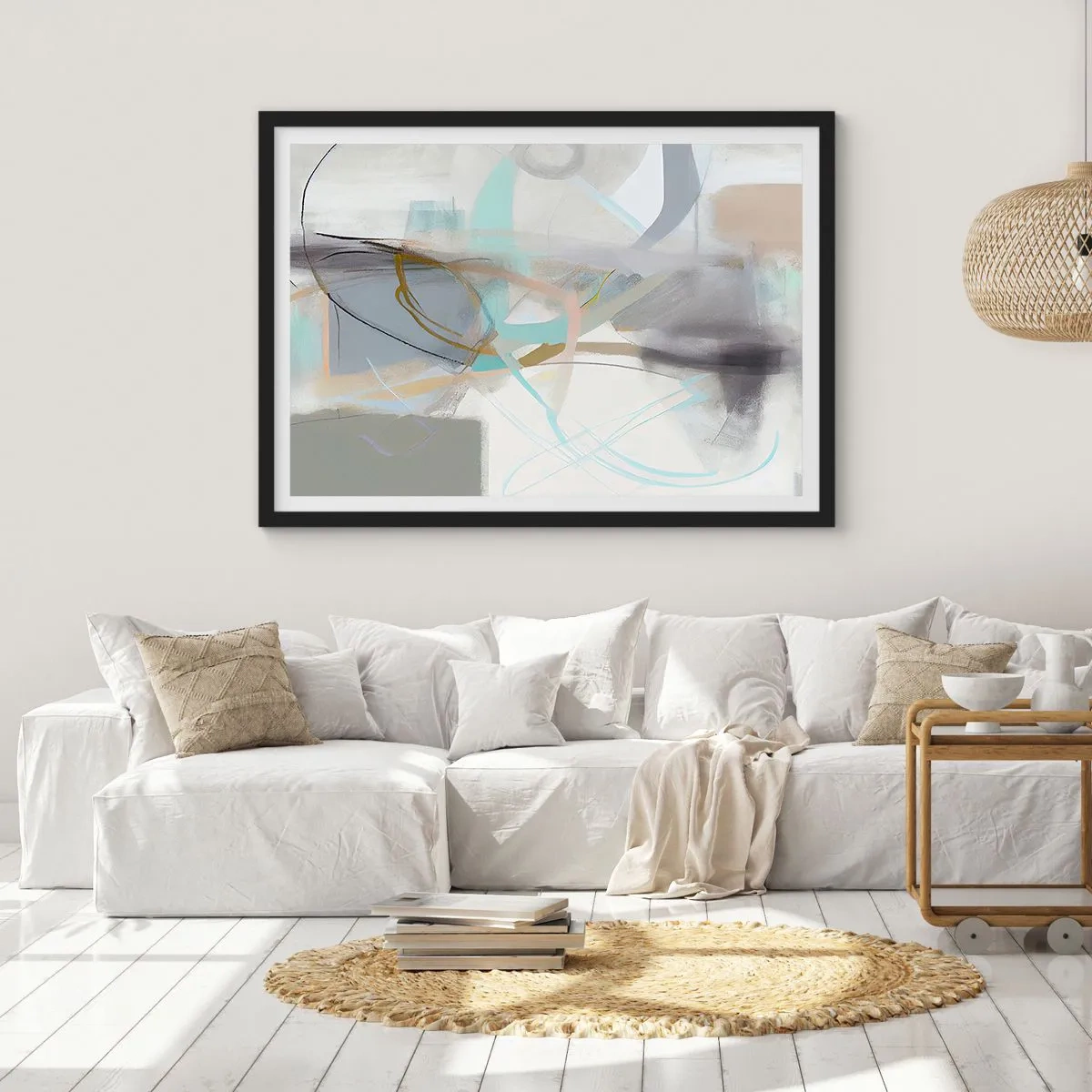 Pôster com moldura preta - Abstração enevoada - 70x50 cm