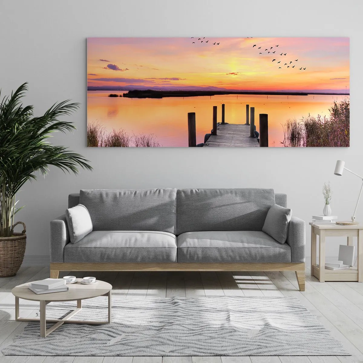 Quadro em vidro - Silenciosa Alvorada Violeta  - 100x40 cm