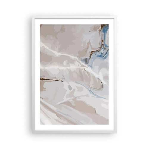 Pôster em moldura branca - Meandros azuis sob branco - 50x70 cm