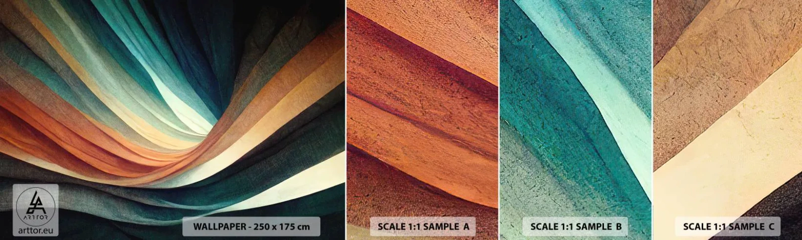 Amostra de papel de parede autocolante Deluxe Sticker - Tecido de cores - Pedaço, Abstração, Linhas - 100x30 cm