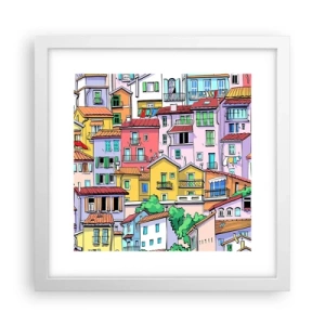 Pôster em moldura branca - Cidade divertida - 30x30 cm