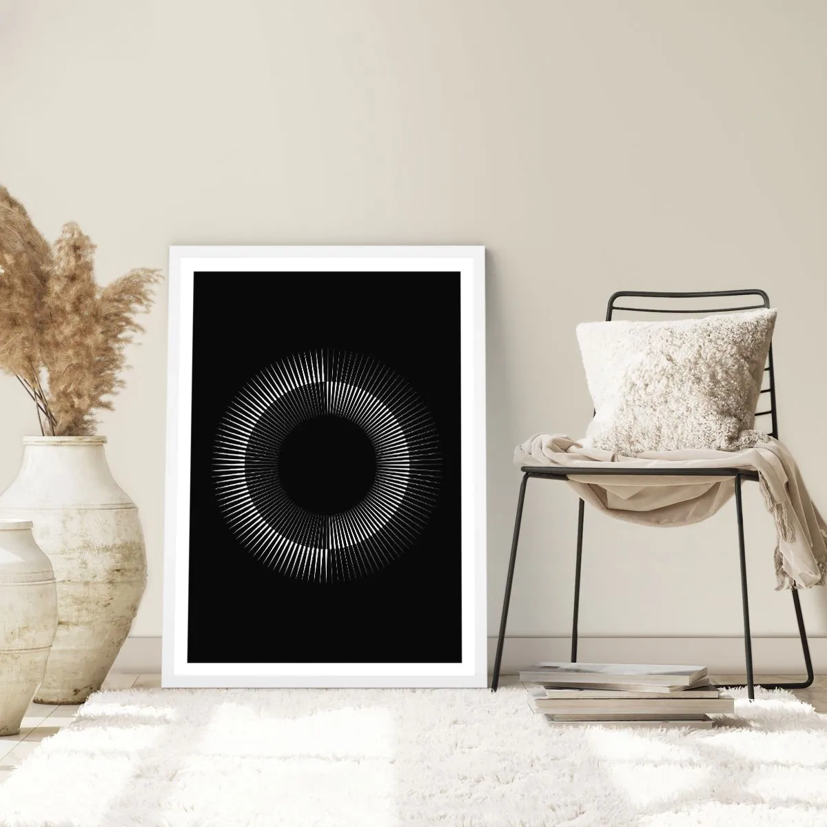 Pôster em moldura branca - Sol preto - 30x40 cm
