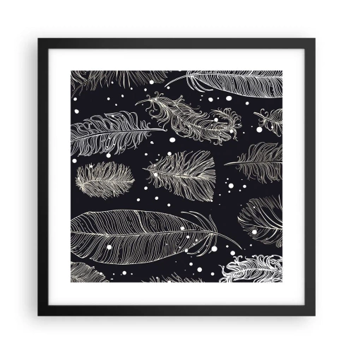 Pôster com moldura preta - Rendas de penas - 40x40 cm