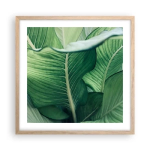 Pôster com moldura de carvalho claro - Vida intensamente verde - 50x50 cm