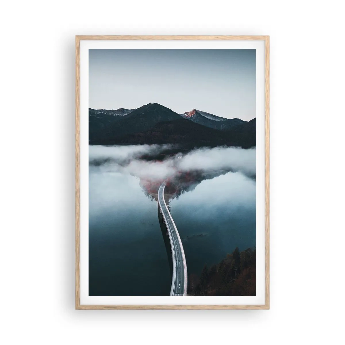 Pôster com moldura de carvalho claro - Sobre a água tão lisa quanto um espelho - 70x100 cm