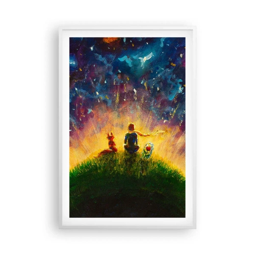 Pôster em moldura branca - Amor e amizade - o mundo inteiro - 61x91 cm