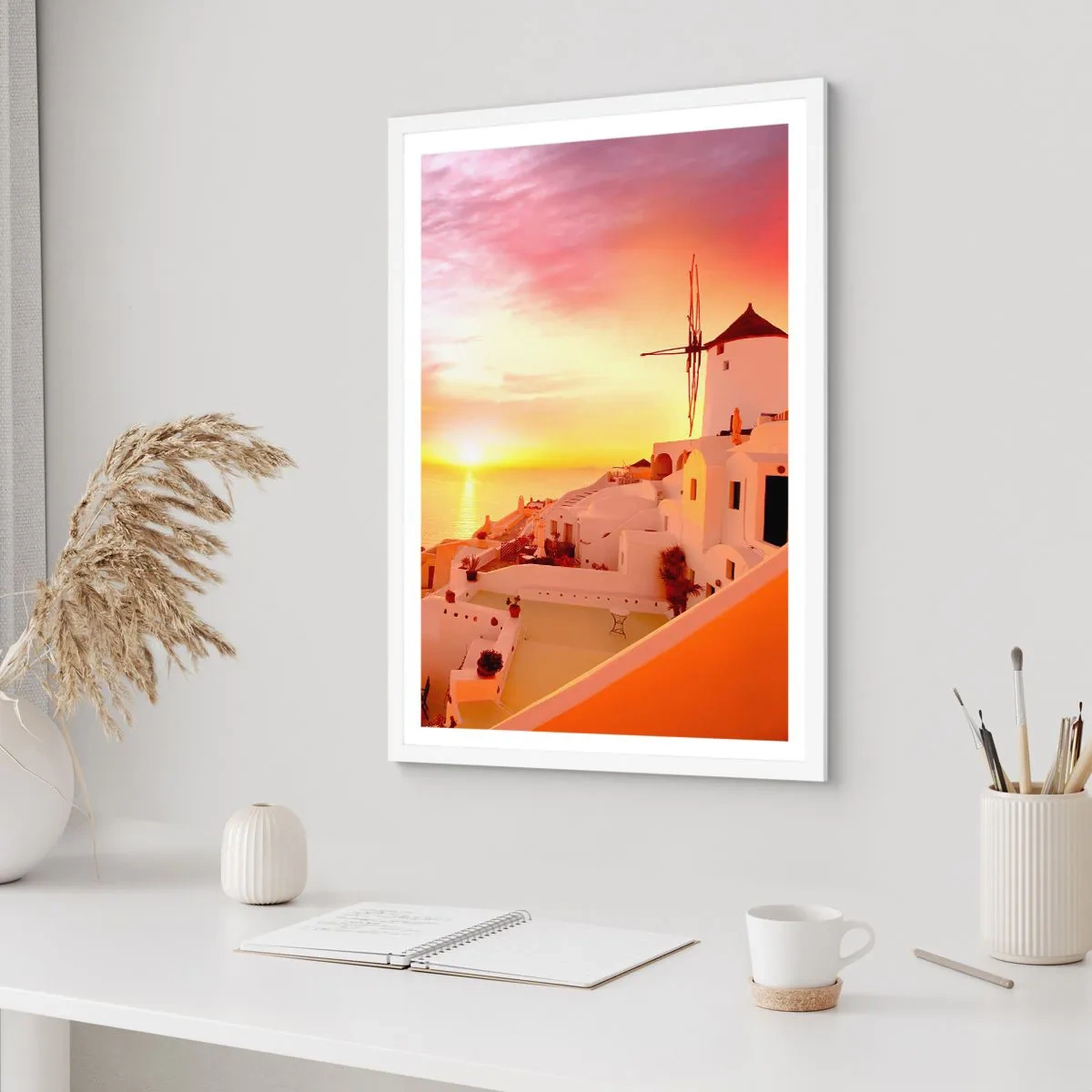 Pôster em moldura branca - Derreter em branco e ouro - 40x50 cm