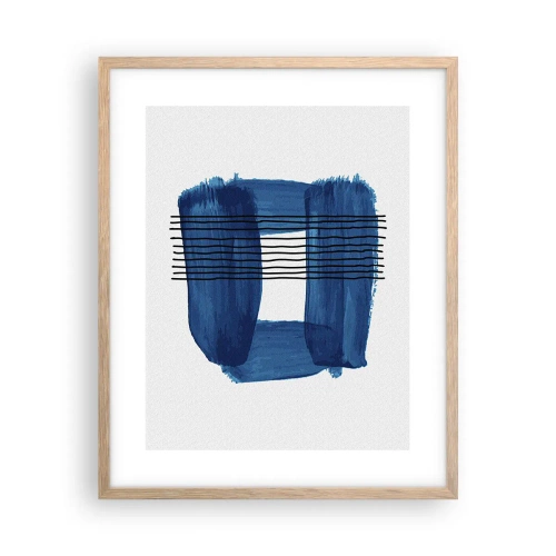 Pôster com moldura de carvalho claro - Composição azul-negra - 40x50 cm