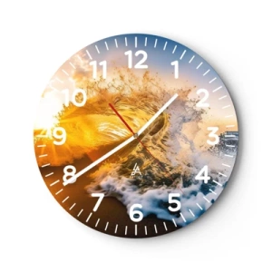 Relógio de parede - Relógio em vidro - Diversão na areia - 40x40 cm
