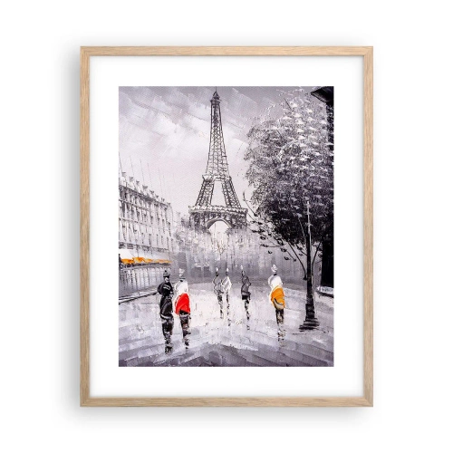 Pôster com moldura de carvalho claro - Passeio em Paris - 40x50 cm
