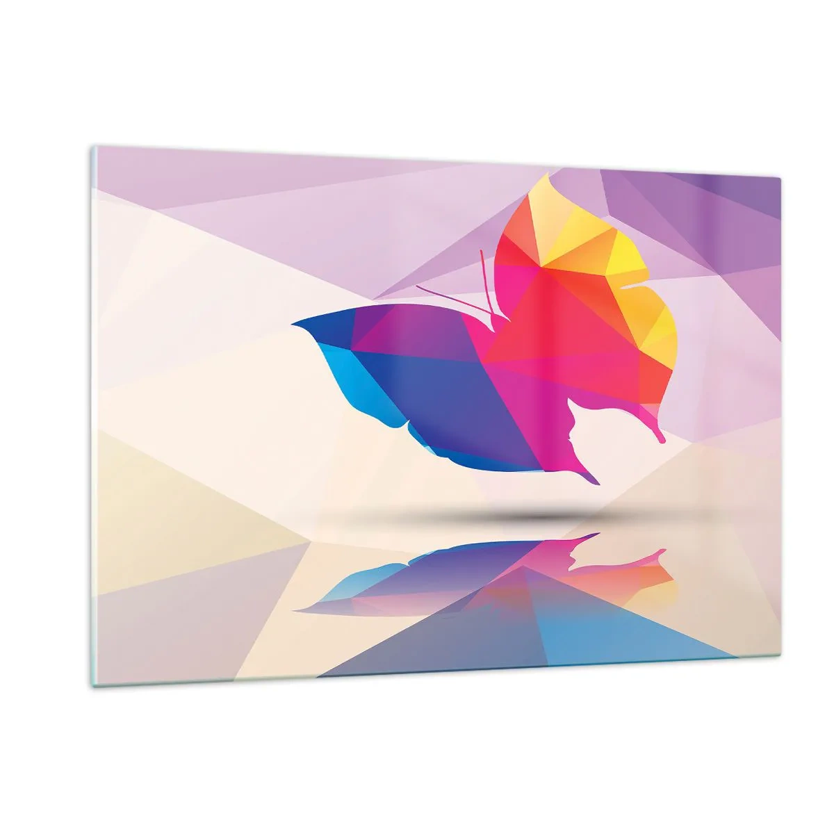 Quadro em vidro - Arco-íris borboleta - 120x80 cm