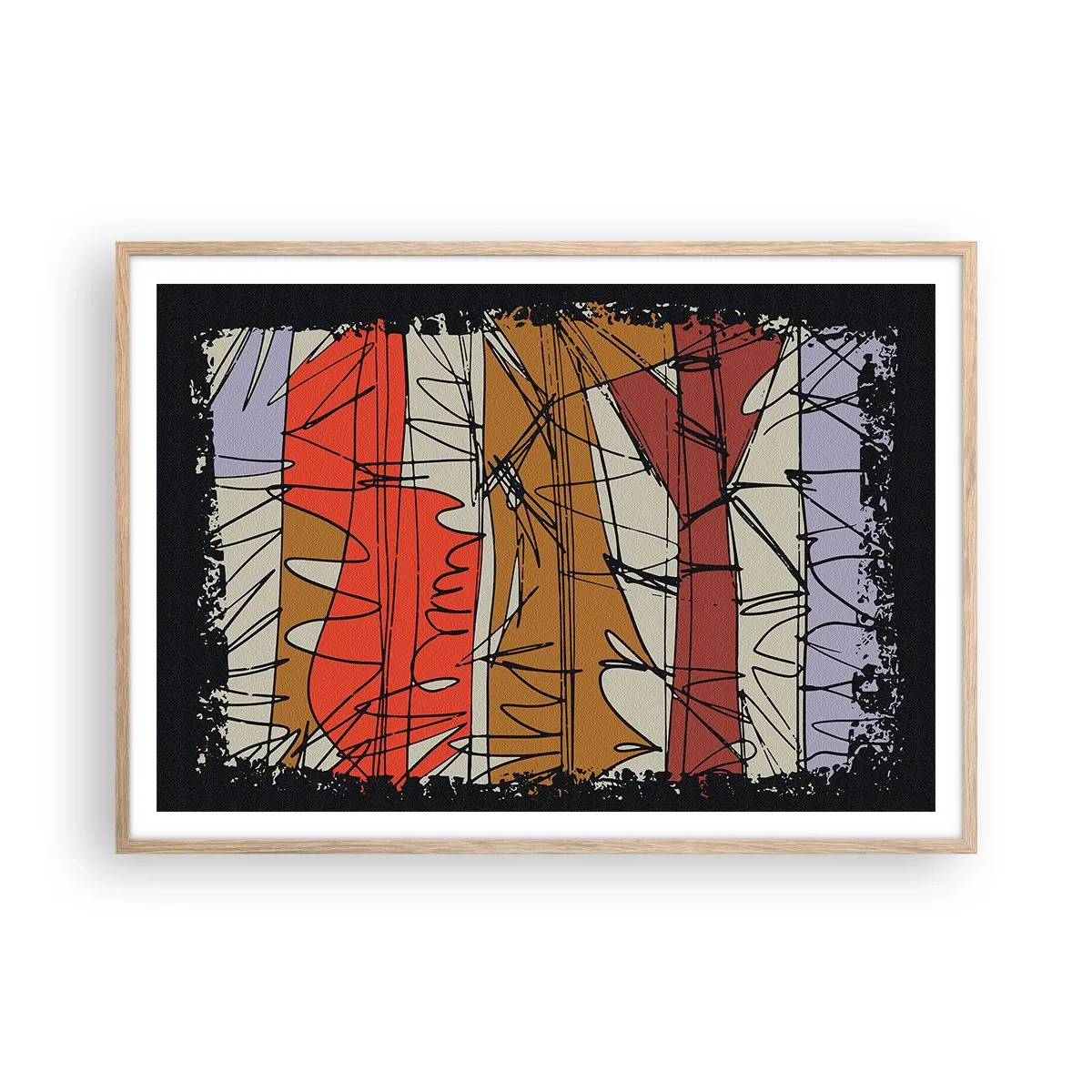 Pôster com moldura de carvalho claro - Composição espontânea - 100x70 cm