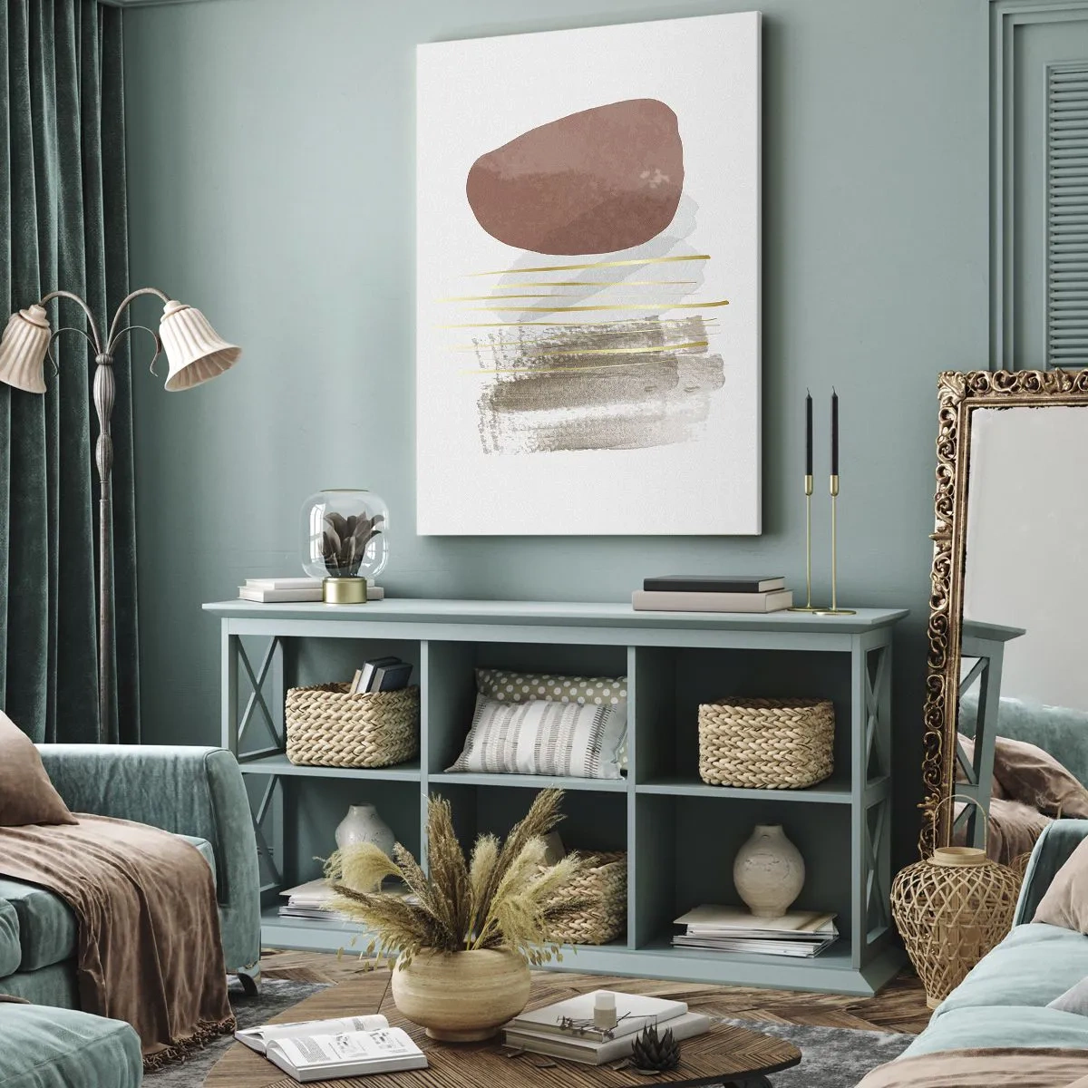 Quadro em tela - Colunata abstrata - 45x80 cm