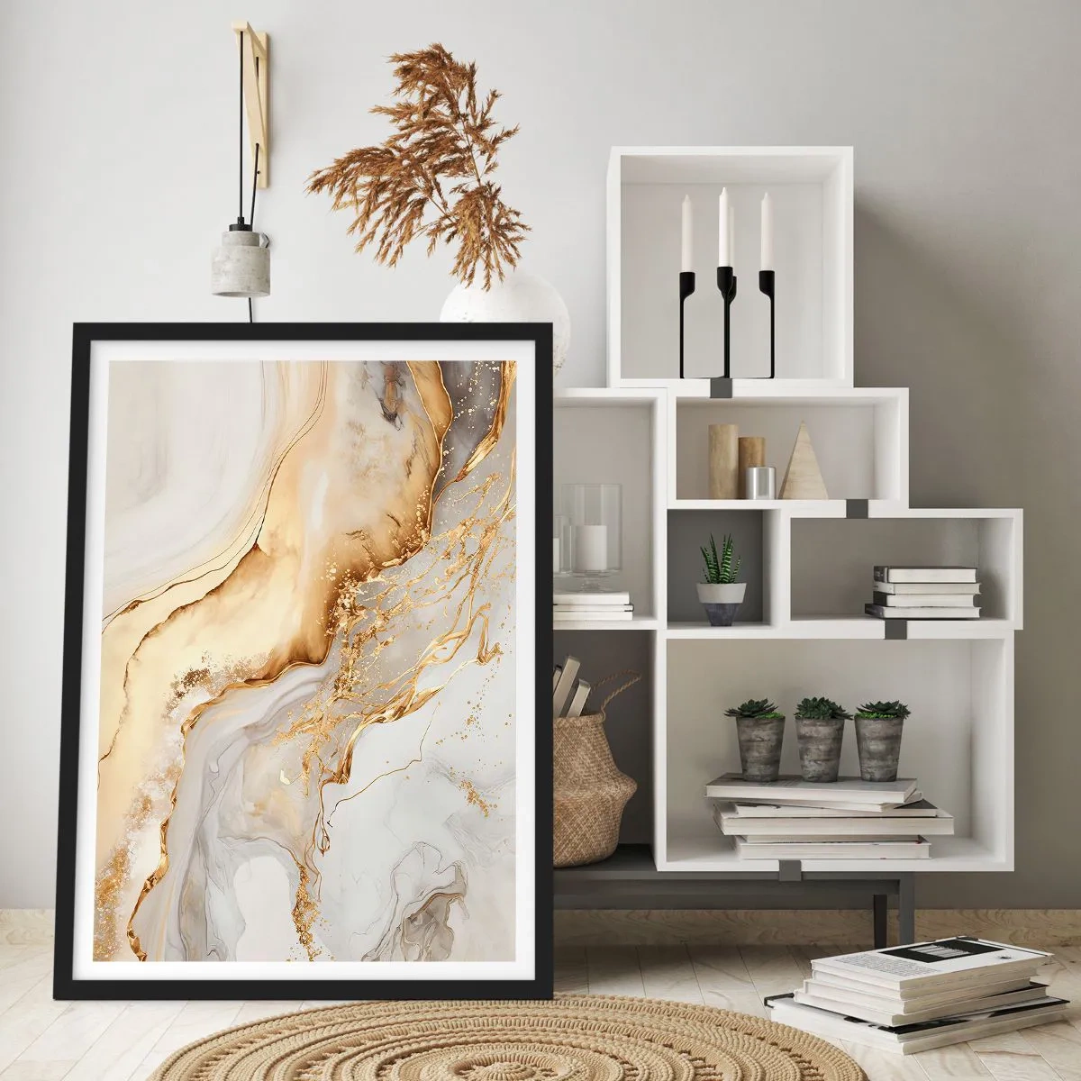 Pôster com moldura preta - Abstração: beleza e bondade - 70x100 cm