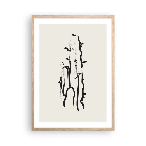 Pôster com moldura de carvalho claro - Erva florida - 50x70 cm