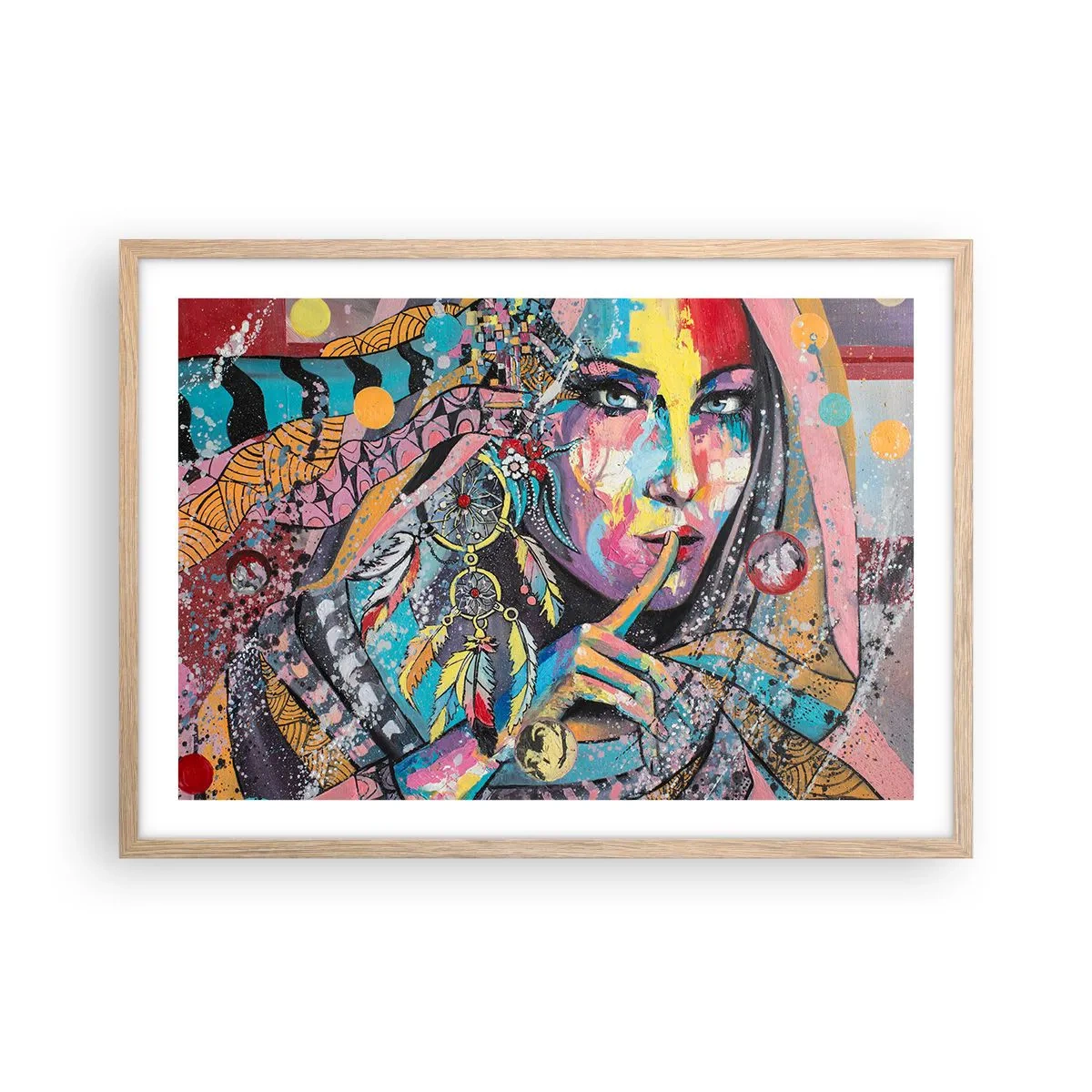 Pôster com moldura de carvalho claro - Fique em silêncio até compreender - 70x50 cm