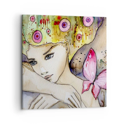 Quadro em tela - Princesa borboleta - 70x70 cm
