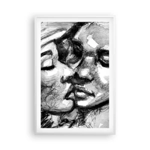 Pôster em moldura branca - Um momento de ternura - 61x91 cm