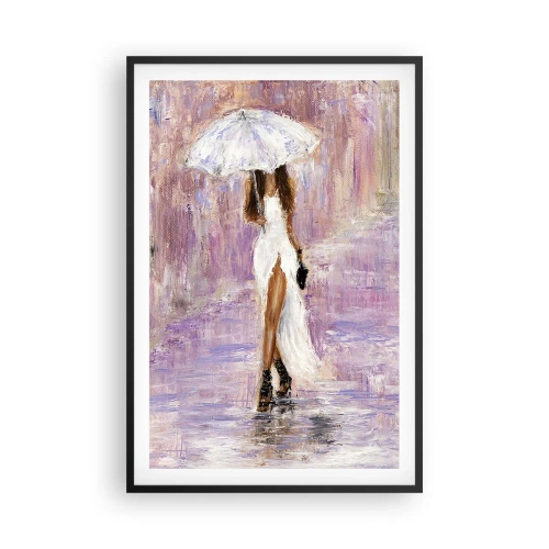 Pôster com moldura preta - Na chuva lilás - 61x91 cm