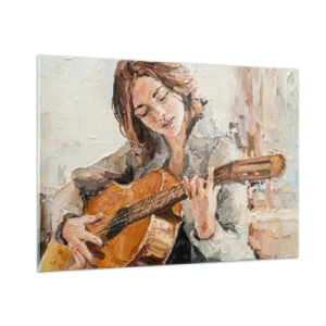 Quadro em vidro - Concerto de violão e coração de rapariga - 100x70 cm