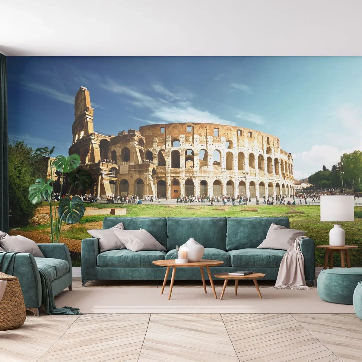 Papel de Parede Autocolante Deluxe Sticker - Ainda pode-se ouvir o barulho das armas - Coliseu, Roma, Arquitetura - 250x175 cm