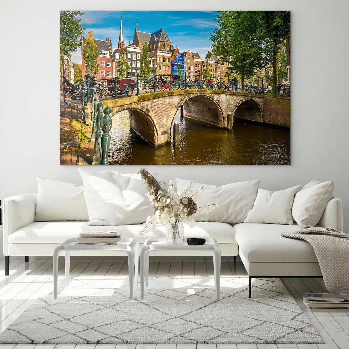 Quadro em vidro - Primavera junto ao canal - 120x80 cm