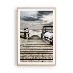 Pôster com moldura de carvalho claro - Praia da meia-noite - 61x91 cm