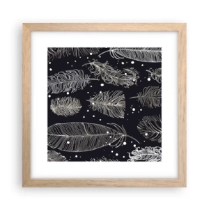 Pôster com moldura de carvalho claro - Rendas de penas - 30x30 cm