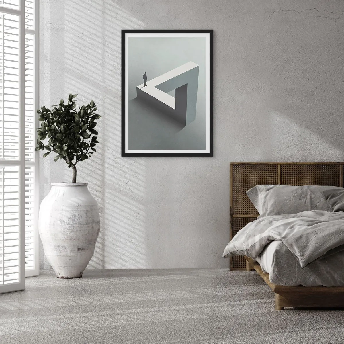 Pôster com moldura preta - Uma figura sobre uma figura geométrica impossível - 50x70cm - Mas é possível - Decoração de parede moderna para a sala de estar e quarto ARTTOR