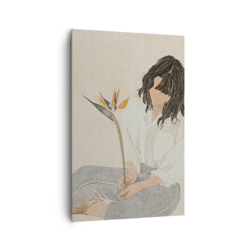 Quadro em tela - Retrato com uma flor exótica - 80x120 cm