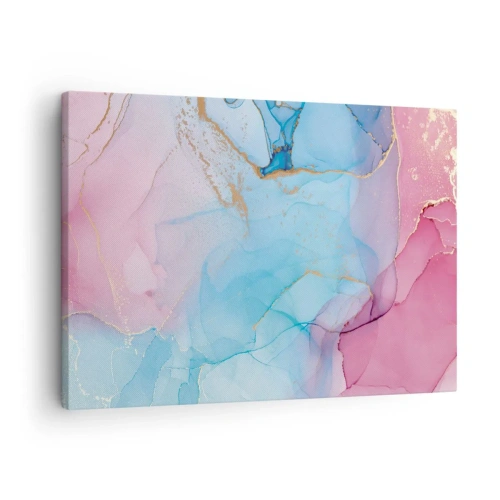 Quadro em tela - Padrões abstratos em tons pastéis com detalhes dourados - 70x50cm - Encontro e difusão - Decoração de parede moderna para a sala de estar e quarto ARTTOR